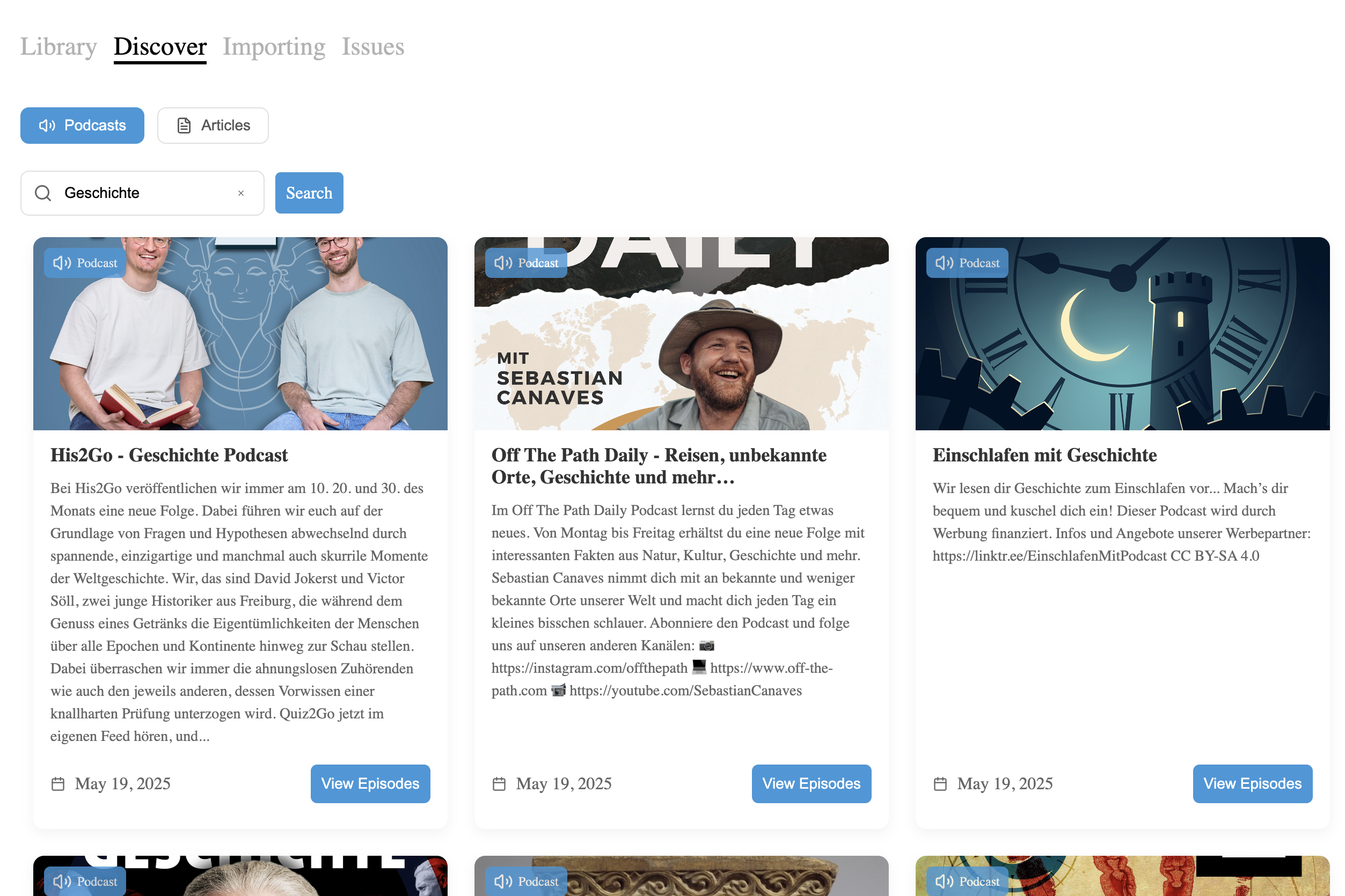 Discover tab preview