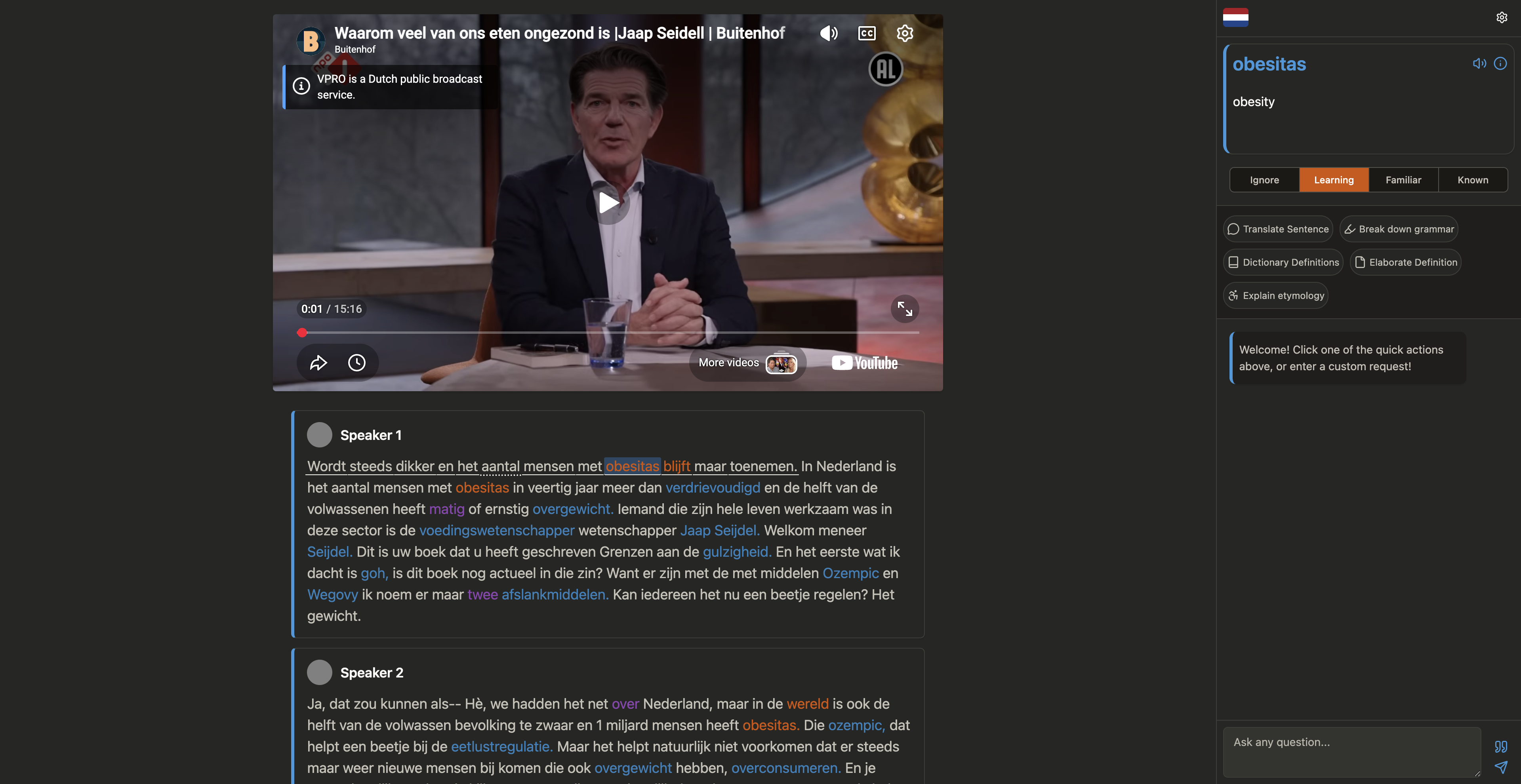 New dark mode in Lingua Verbum